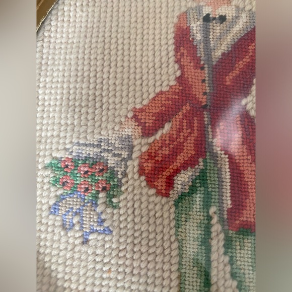 Vintage Needlepoint Set of Victorian Courting Lady and Gent 8x10 - Picture 9 of 11